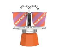 Bialetti Mini Express 2 Tazas, Cafetera Italiana | Colección Dolce Vita, Naranja con 2 Tazas Incluidas