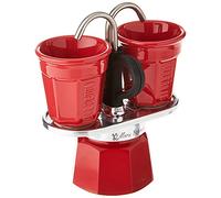 Bialetti - Mini Express Kandisky: Set con Cafetera 2 Tazas (90 Ml) + 2 Tazas, Rojo, Aluminio