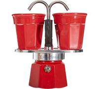 Bialetti - Mini Express Kandisky: Set con Cafetera 2 Tazas (90 Ml) + 2 Tazas, Rojo, Aluminio