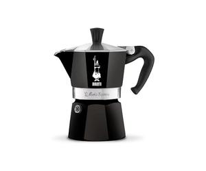 Bialetti - Moka Color: icónica cafetera espresso para estufa, hace café italiano real, tazas Moka Pot 6 (250 ml), aluminio, Negro, 6 Tazas