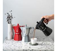 Bialetti Mocha Exclusive Black - 6 tazas de fuego abierto (cafetera, máquina de espresso, makinetta)