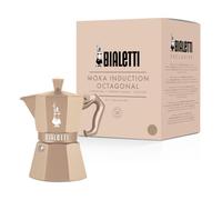 Bialetti Moka Exclusive Octagonal Induction 3 Tazas - Cafetera Espresso de Aluminio y Acero, Arena del Desierto - Compatible con Gas e Inducción