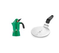 Bialetti Moka Express Alpina, Cafetera Italiana Espresso, Aluminio + DCDESIGN08 Difusores de calor, adaptador para el utilizo de cafeteras y baterías de cocina sobre placas de inducción, Metal, Negro
