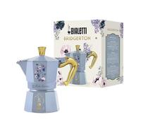 Bialetti Moka Express Bridgerton 3 tazas, asa antiquemaduras, no adecuada para inducción, 3 tazas (130 ml), aluminio