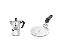 Bialetti Moka Express Cafetera Italiana Espresso, 12 Tazas, Aluminio + DCDESIGN08 Difusores de calor, adaptador para el utilizo de cafeteras y baterías de cocina sobre placas de inducción, Metal