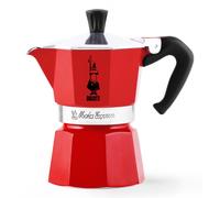 Bialetti - Moka Color: icónica cafetera espresso para estufa, café italiano real, cafetera Moka de 3 tazas (130 ml), aluminio, rojo