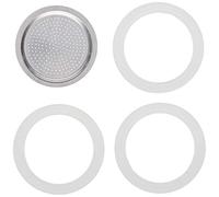 Bialetti Moka Express con 3 guarniciones y 1 Placa, 1 Taza, Aluminio, Blanco