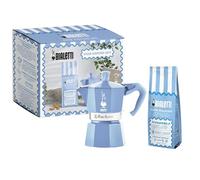 Bialetti Moka Express - Juego de cafetera de aluminio para 3 tazas de color turquesa con café molido y almendra, 250 g, sabor a almendra