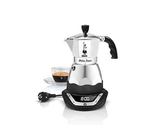 Bialetti Moka Temporizador, Eléctrico Café Fabricante con Construido-in Temporizador, 3 Carribas, 365W, Negro