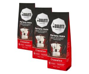 Bialetti - Perfetto Moka Classic: Café Molido Tueste Medio, Aroma de Avellana y Fruta Seca, 250g, Paquete con Válvula Unidireccional para Preservar el Sabor (Paquete de 3)