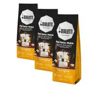 Bialetti - Perfetto Moka Vanilla: Café Molido Tueste Medio, Aroma de Vainilla, 250g, Paquete con Válvula Unidireccional para Preservar el Sabor (Paquete de 3)