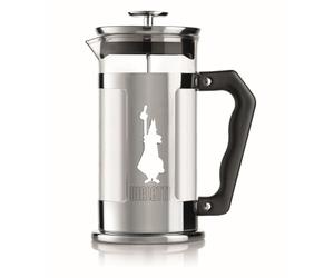 Bialetti Prensa de café Preziosa, filtro de prensa francesa para café o té, cuerpo de acero inoxidable y recipiente de vidrio borosilicato, apto para lavavajillas, 350 ml, para 3 tazas