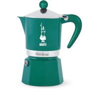 Bialetti Rainbow Caffettiera Moka, Verde, 3 Tazze, Alluminio, Manuale, Preparazione Caffè Espresso, Design Classico