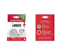 Bialetti Ricambi, Includes 1 Gasket and 1 Plate, Compatible with Moka express 3/4 cups, Moka Induction, Orzo Express and Brikka