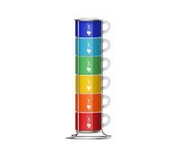 Bialetti Seis vasos apilables, multicolor, porcelana