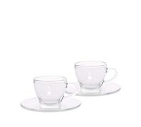 Bialetti Set 2 Tazzine Espresso Istituzionali (con Piattino), Vetro, 2 unità