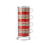 Bialetti - Set de 4 Tazas Apilables para Cappuccino, Porcelana, 160 ml / 5.41 oz
