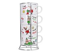 Bialetti - Set de 4 tazas de espresso apilables italia con soporte