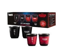 Bialetti Set de 4 vasos de café Stranger Things, 90 ml cada uno - termosensibles, cambian de color con el calor, no aptos para lavavajillas, negro