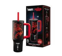 Bialetti Vaso térmico con asa Stranger Things, 900 ml - tapa con pajita, brilla en la oscuridad, mantiene la temperatura, no apto para lavavajillas