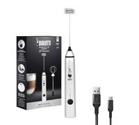 Bialetti Whipper, ajustable en 3 niveles, doble batidor, carga USB, acero inoxidable