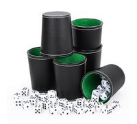 Biamaleu Cubilete Dados Poker, Juego de Dados, 6 Cubiletes Y 36 Dado, Taza de Dados de Cuero, para Juegos De Fiesta Interactivos, Juguetes para Lanzar (Negro)