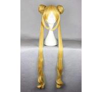 Biamoxer 100cm Sailor Moon Tsukino Usagi Pelucas de Cosplay Largo Rubio Amarillo Resistente al calor Disfraz de Cosplay Peluca de talla única