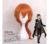 Biamoxer Anime Bungou Stray Dogs Cosplay Wig Chuuya Nakahara Orange Synthetic Hair for Adult
