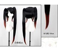 Biamoxer FECHA EN VIVO Tokisaki Kurumi Peluca sintética resistente al calor de alta calidad Negro Marrón Gradiente Cabello sexy Cosplay Pelucas Talla única Tokisaki Kurumi