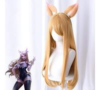 Biamoxer KDA Cosplay Disfraz Peluca Juego LOL Ahri Cosplay Disfraz Peluca Mujer Traje K/DA Grupo LOL Cosplay Peluca con oreja Talla única con oreja