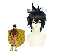 Biamoxer New Black Clover Yuno Hombres Cosplay Pelucas Corto Negro Resistente al Calor Pelo Sintético Perucas Cosplay Peluca Talla Única