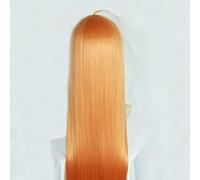 Biamoxer P5 90cm Persona 5 Futaba Sakura Pelucas de Cosplay Larga Recta Naranja Resistente al calor Anime Cosplay Disfraz Peluca de talla única