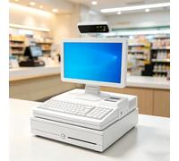 BiaMynx Caja Registradora Electrónica, Caja registradora, Teclado, White | impresora integrada de 58 mm, paquete completo, computadora POS de fábrica, caja registradora para negocios y empresas