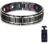Bian-cat Copper Pulse Prostate Wellness Band, Magnetic Copper Wristband - Magnetic Copper Prostate Bracelet Improves Blood Circulation,Magnetic Copper Magnetic Band for Men (Black Gold)