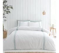 Bianca Fine Linens Bedding - Juego de Funda de edredón y Funda de Almohada de algodón de 180 Hilos, diseño de Hojas, Color Blanco y Verde