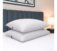Bianca Fine Linens Premium - Par de Almohadas de Rayas 100% algodón, Color Blanco