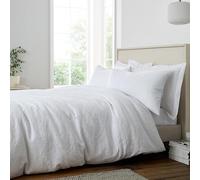 Bianca Fleur Matelassé - Juego de Funda de edredón y Fundas de Almohada para Cama Doble de algodón Jacquard de 200 Hilos, Color Blanco