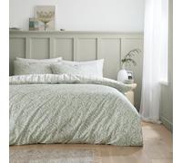 Bianca Juego de Funda de edredón Reversible de percal de algodón de 200 Hilos con diseño Floral Festoneado y Fundas de Almohada, Color Verde