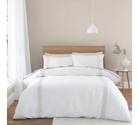 Bianca Juego de Funda nórdica de algodón de 180 Hilos con diseño de Hojas Bordadas y Fundas de Almohada, Color Natural