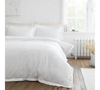 Bianca Oxford - Juego de Funda de edredón y Fundas de Almohada de algodón de 200 Hilos, Color Blanco