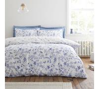 Bianca Thea Floral - Juego de Funda de edredón Reversible de algodón de 200 Hilos con Fundas de Almohada, Color Azul