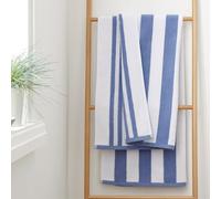 Bianca Toalla de baño Reversible de algodón Jacquard a Rayas, 70 x 120 cm, Color Azul