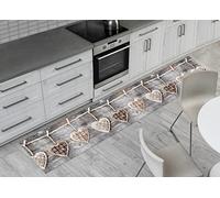 BIANCHERIAWEB Alfombra de Cocina Antideslizante Gris, 50 x 115 cm, Carril para Cocina, Fabricado en Italia, con impresión Digital de Corazones, Alfombra Recortable con Tejido Antideslizante