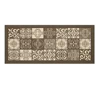 BIANCHERIAWEB Alfombra de Cocina Antideslizante Lavable, Alfombra de Cocina de 55 x 115 cm, Fabricada en Italia, con diseño de Maiólica, Color marrón, Lavable y Planchado