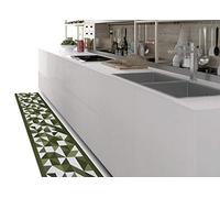 BIANCHERIAWEB Alfombra de Cocina con Parte Trasera Antideslizante, de Tejido Jacquard, Estampado geométrico, diseño de Origami Color Verde
