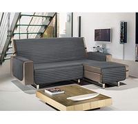 BIANCHERIAWEB Best - Funda para sofá con Chaise Longue de 280 cm, Reversible, Gris Oscuro, Acolchada, Impermeable, Antimanchas, Lavable en Lavadora