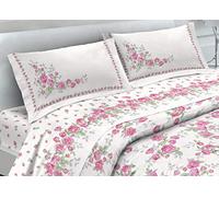 BIANCHERIAWEB Bicheria Web - Juego de sábanas 100% algodón, sábanas francesas, Estampado Cloe, Rosa