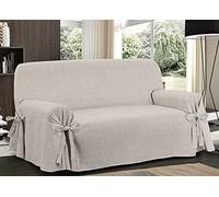BIANCHERIAWEB Funda para sofá con Lazos, Protector de sofá y sofá, diseño de Rayas, Color Beige