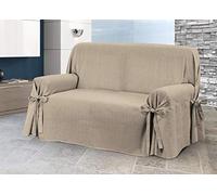 BIANCHERIAWEB Funda para sofá con lazos y lazos, varios diseños, 2 plazas, color beige