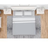 BIANCHERIAWEB Juego de Cama Doble, diseño de Rayas Grises, 100% algodón, sábana encimera, sábana Bajera, sábana Bajera, 2 Fundas de Almohada